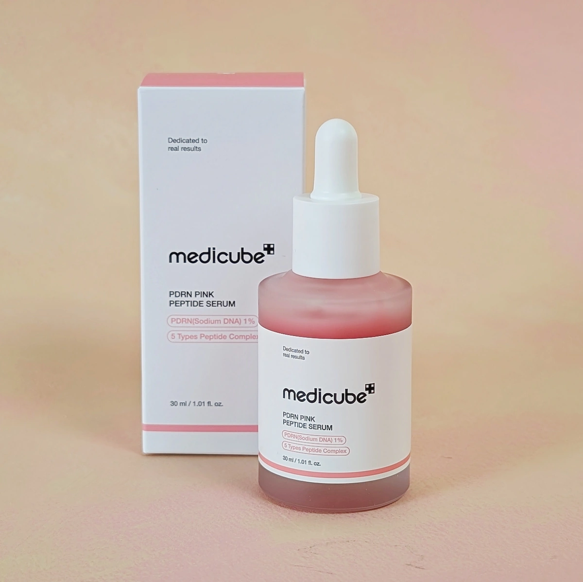 Medicube PDRN Pink Peptide Serum dropper bottle – Korean peptide serum for firming, hydration and skin barrier support