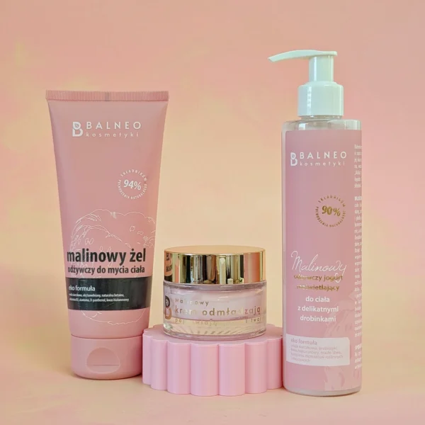 Balneokosmetyki Raspberry Body Care Set – Shower Gel, Illuminating Body Lotion & Face Cream